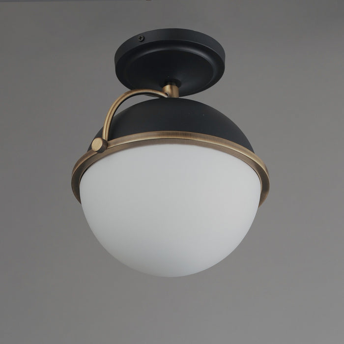 Maxim 12410SWBKWBR One Light Semi Flush Mount, Black/Weathered Brass