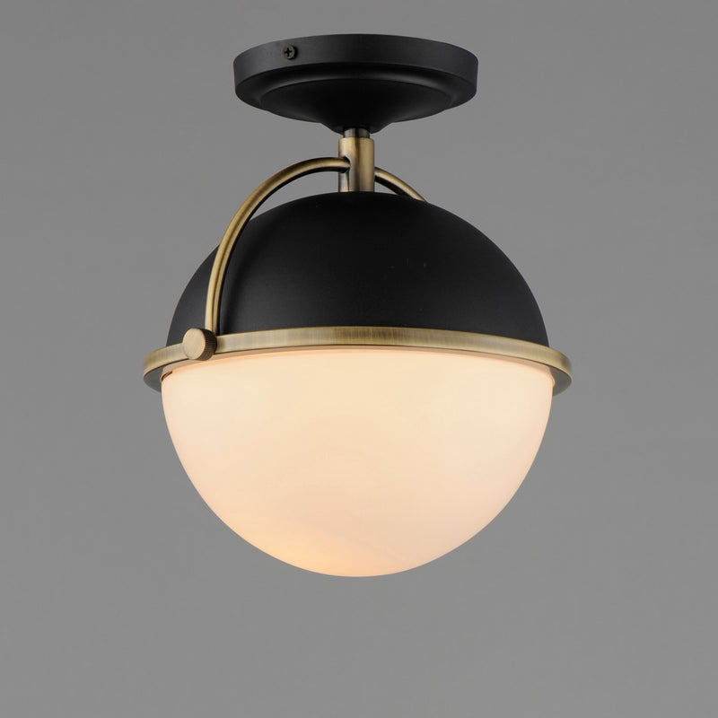 Maxim 12410SWBKWBR One Light Semi Flush Mount, Black/Weathered Brass
