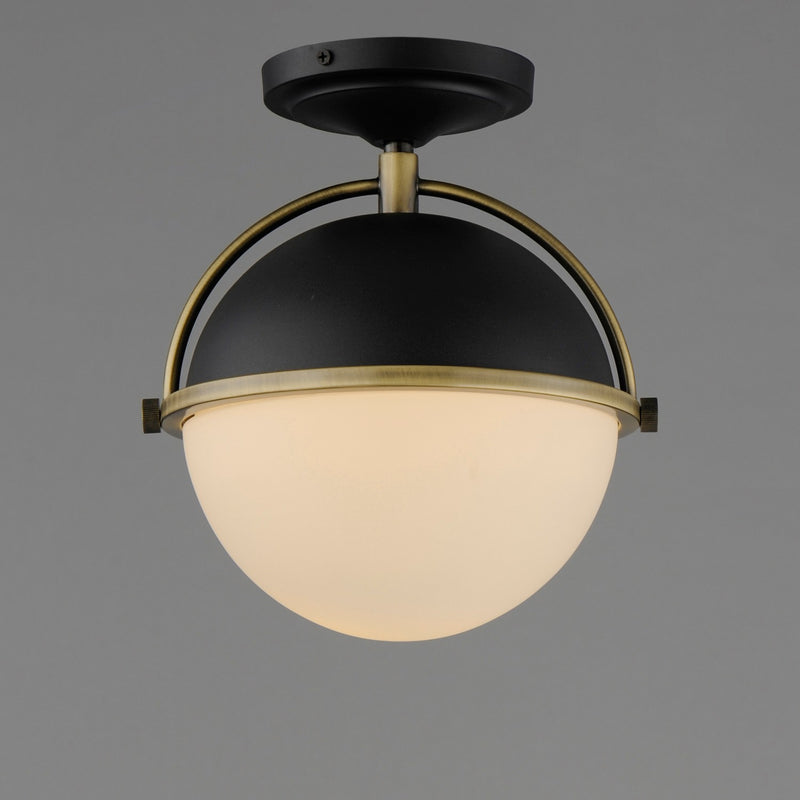 Maxim 12410SWBKWBR One Light Semi Flush Mount, Black/Weathered Brass
