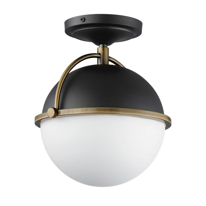 Maxim 12410SWBKWBR One Light Semi Flush Mount, Black/Weathered Brass