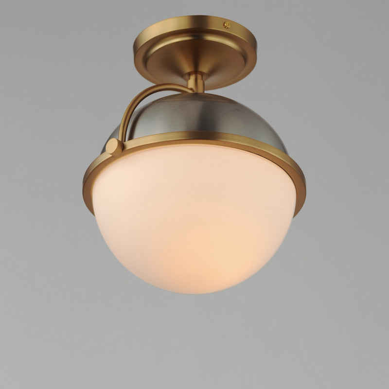 Maxim 12410SWSNSBR One Light Semi Flush Mount, Satin Nickel / Satin Brass