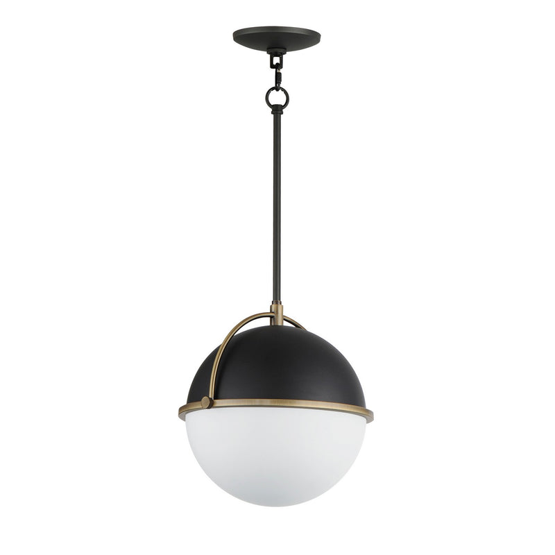 Maxim 12412SWBKWBR One Light Pendant, Black/Weathered Brass
