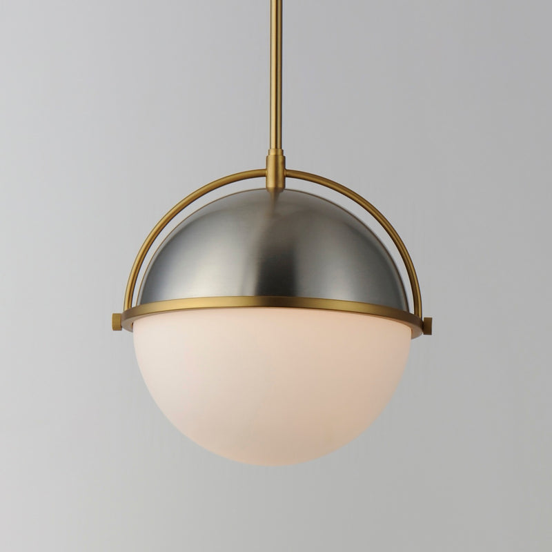 Maxim 12412SWSNSBR One Light Pendant, Satin Nickel / Satin Brass