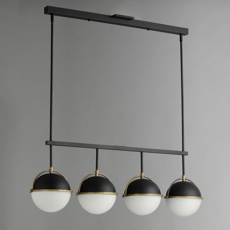 Maxim 12414SWBKWBR Four Light Linear Pendant, Black/Weathered Brass