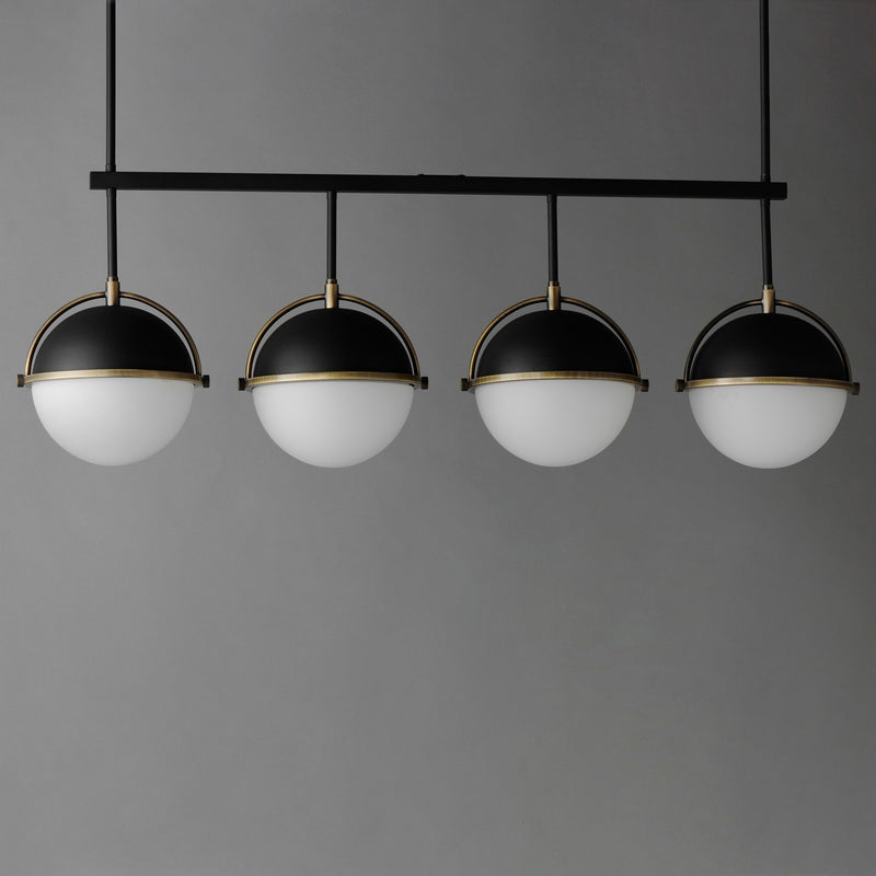 Maxim 12414SWBKWBR Four Light Linear Pendant, Black/Weathered Brass