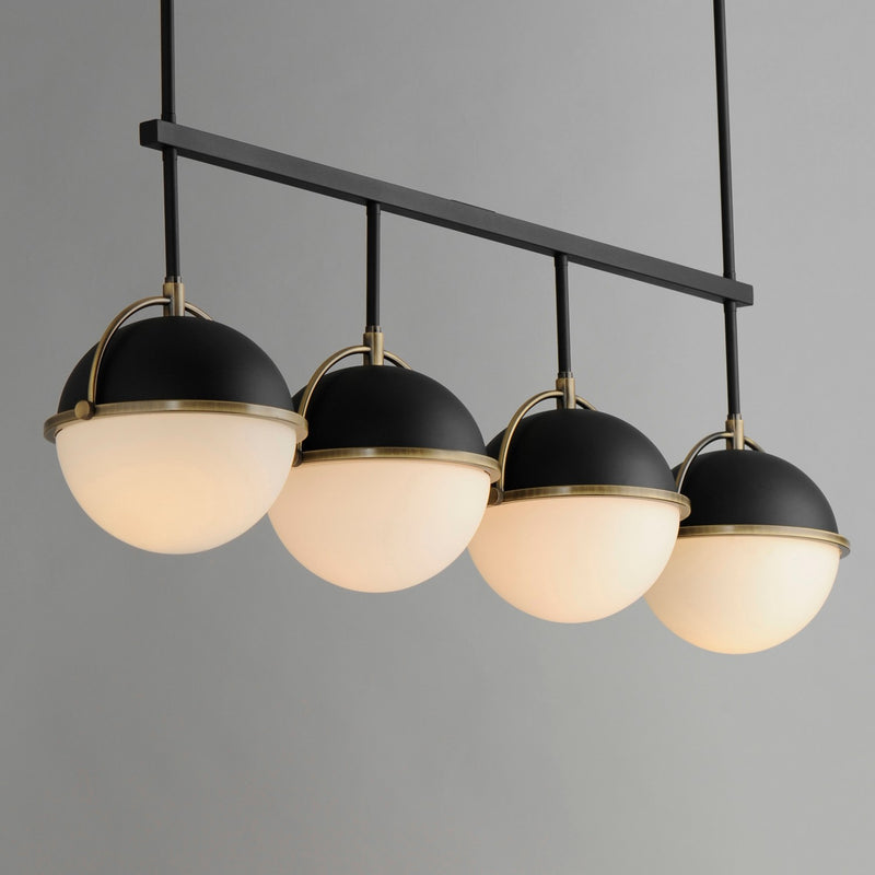 Maxim 12414SWBKWBR Four Light Linear Pendant, Black/Weathered Brass