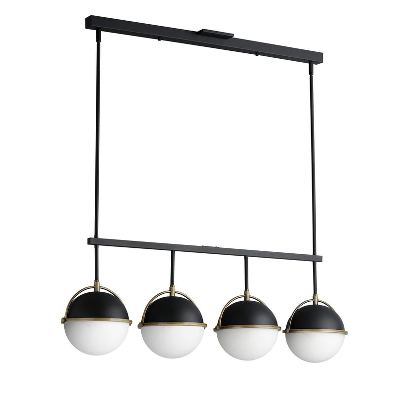 Maxim 12414SWBKWBR Four Light Linear Pendant, Black/Weathered Brass