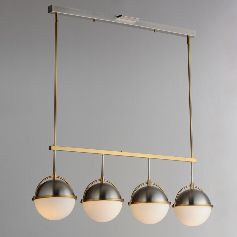 Maxim 12414SWSNSBR Four Light Linear Pendant, Satin Nickel / Satin Brass