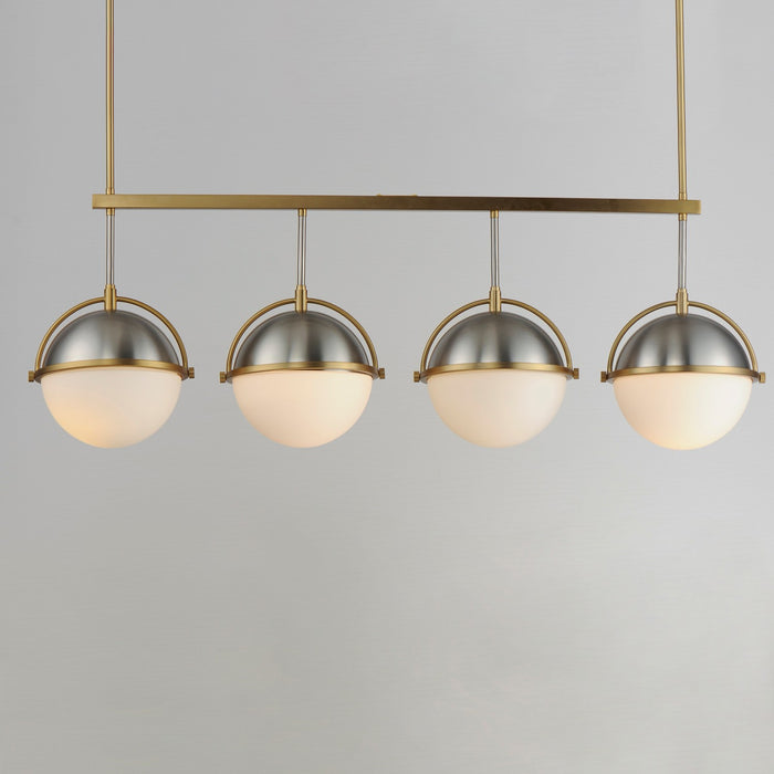 Maxim 12414SWSNSBR Four Light Linear Pendant, Satin Nickel / Satin Brass