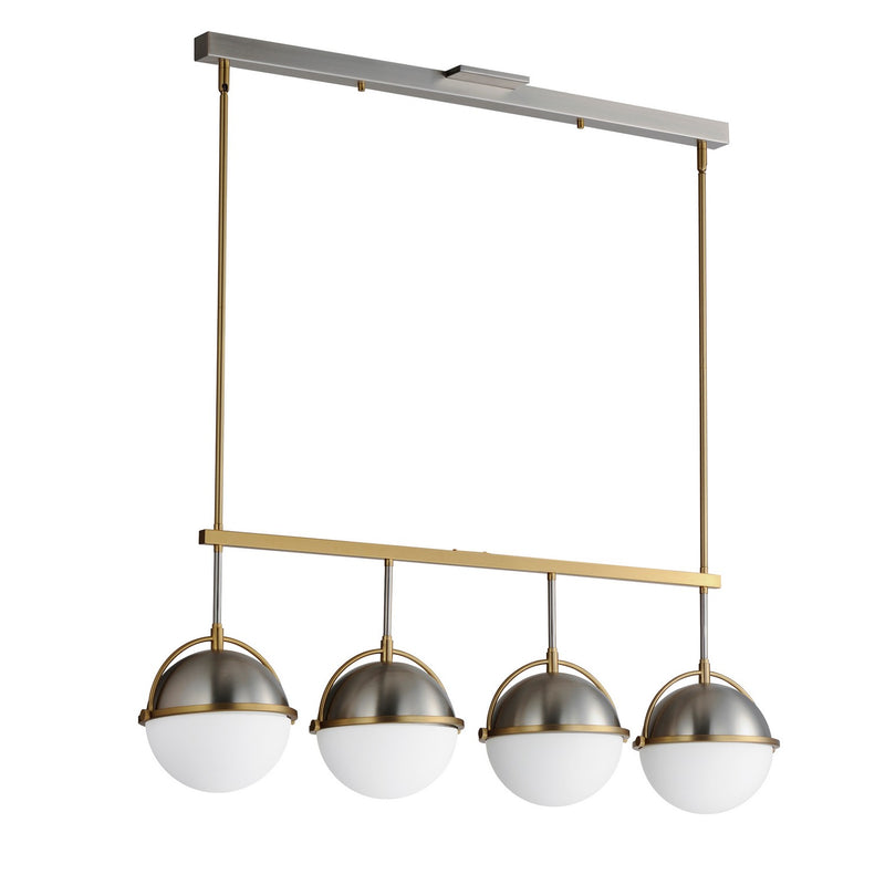 Maxim 12414SWSNSBR Four Light Linear Pendant, Satin Nickel / Satin Brass