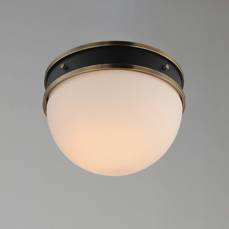 Maxim 12419SWBKWBR One Light Flush Mount, Black/Weathered Brass