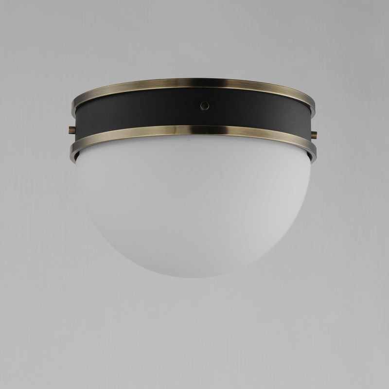 Maxim 12419SWBKWBR One Light Flush Mount, Black/Weathered Brass