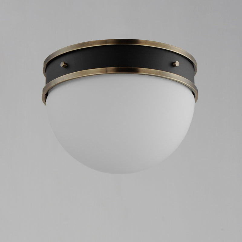Maxim 12419SWBKWBR One Light Flush Mount, Black/Weathered Brass