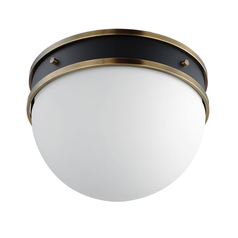 Maxim 12419SWBKWBR One Light Flush Mount, Black/Weathered Brass