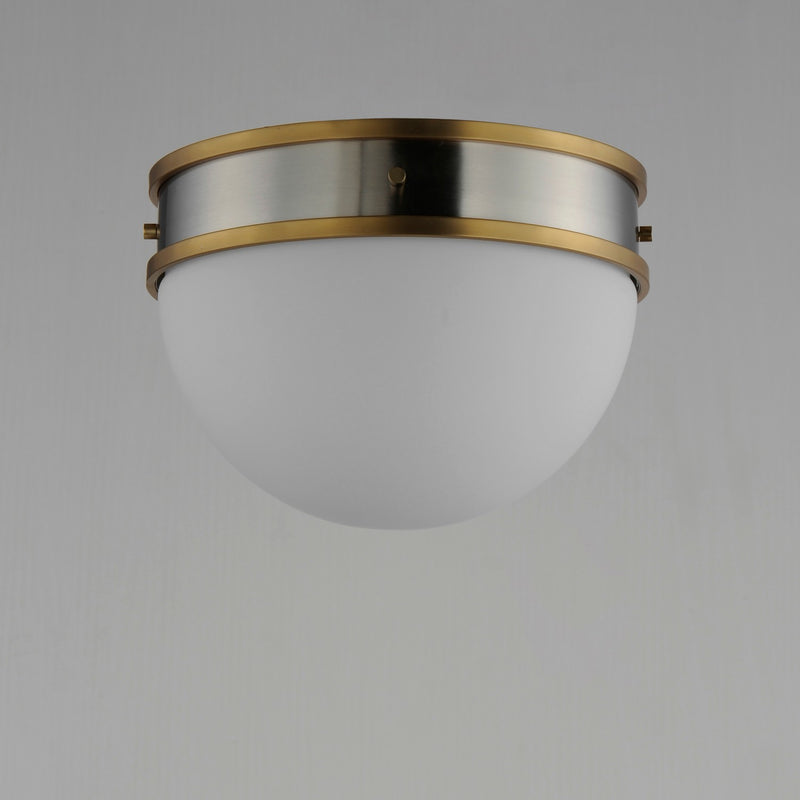 Maxim 12419SWSNSBR One Light Flush Mount, Satin Nickel / Satin Brass