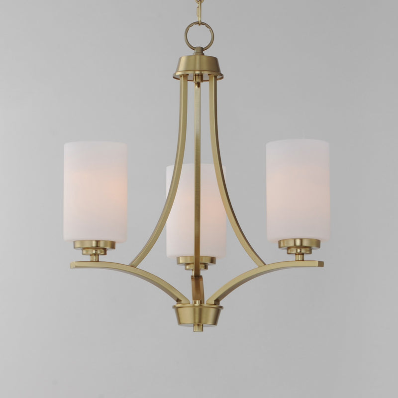 Maxim 20033SWSBR Three Light Chandelier, Satin Brass