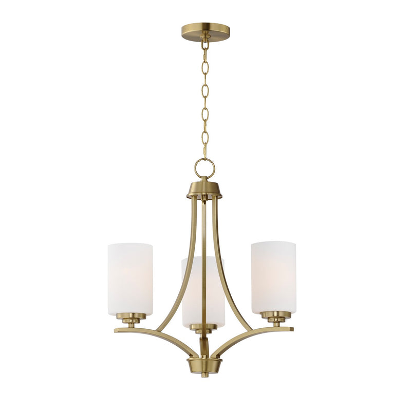 Maxim 20033SWSBR Three Light Chandelier, Satin Brass