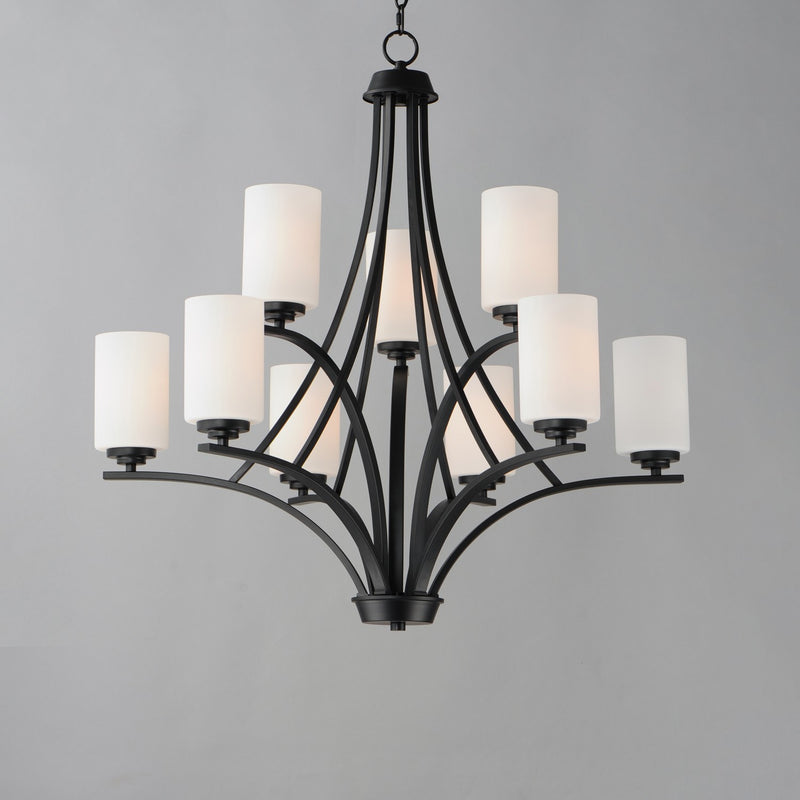 Maxim 20036SWBK Nine Light Chandelier, Black