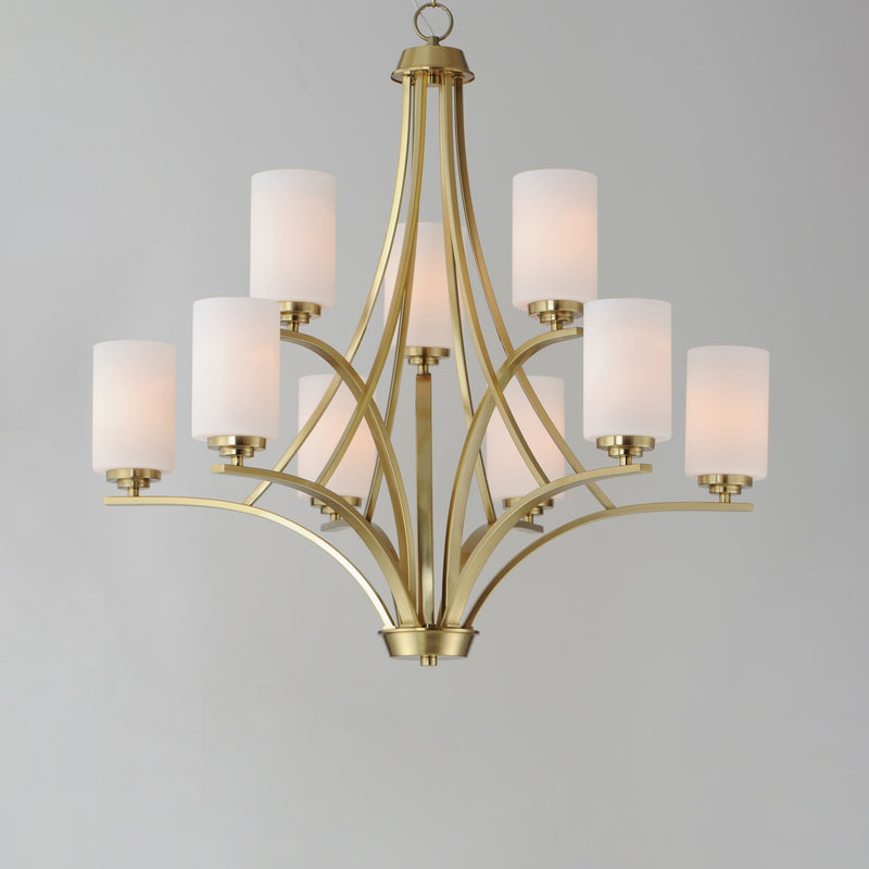 Maxim 20036SWSBR Nine Light Chandelier, Satin Brass