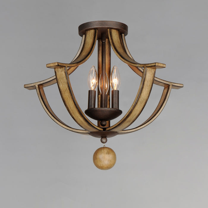 Maxim 20343DWAR Three Light Semi Flush Mount, Driftwood/Anthracite