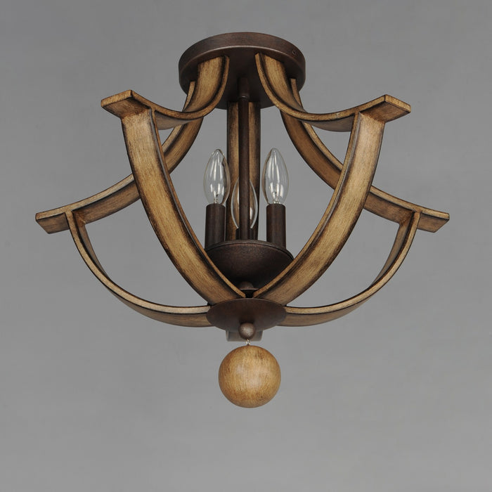 Maxim 20343DWAR Three Light Semi Flush Mount, Driftwood/Anthracite