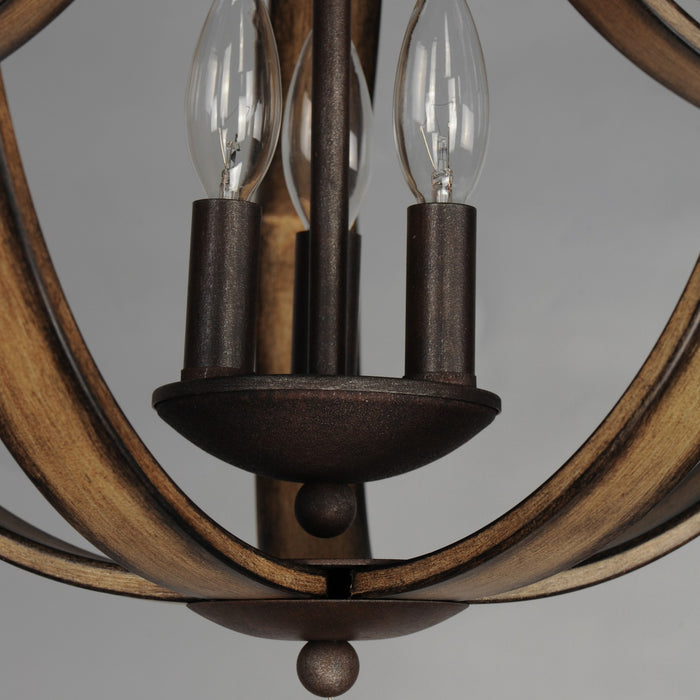 Maxim 20343DWAR Three Light Semi Flush Mount, Driftwood/Anthracite