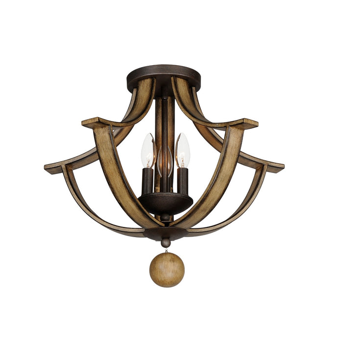 Maxim 20343DWAR Three Light Semi Flush Mount, Driftwood/Anthracite