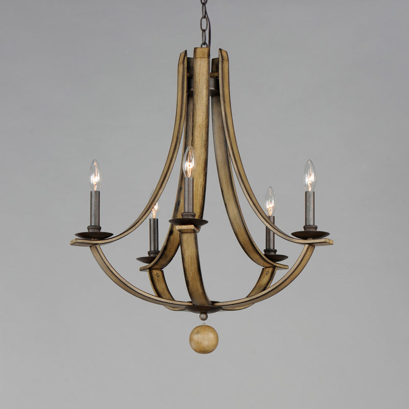 Maxim 20345DWAR Five Light Chandelier, Driftwood/Anthracite