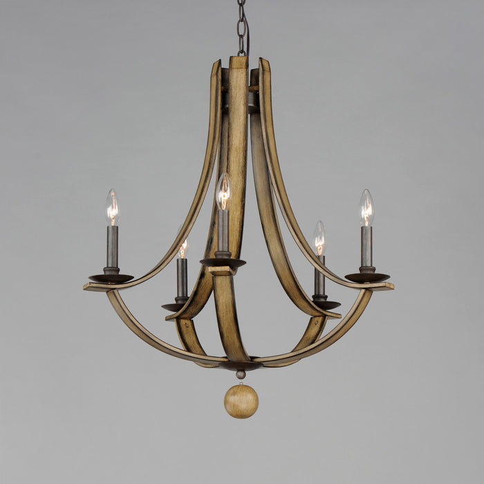 Maxim 20345DWAR Five Light Chandelier, Driftwood/Anthracite