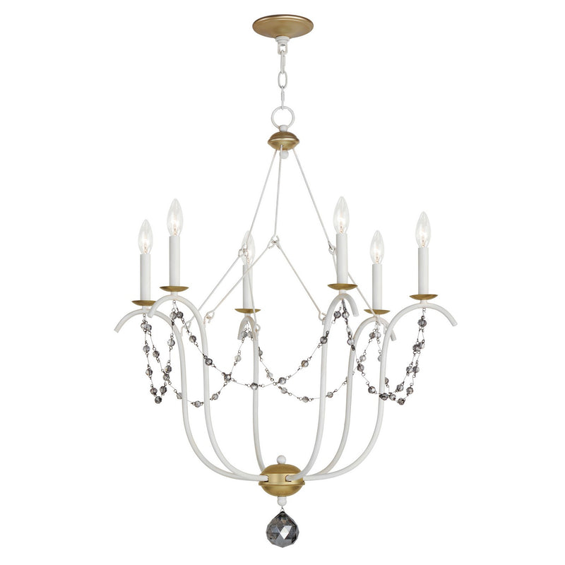 Maxim 20486ECVG Six Light Chandelier, Ecru/Venetian Gold