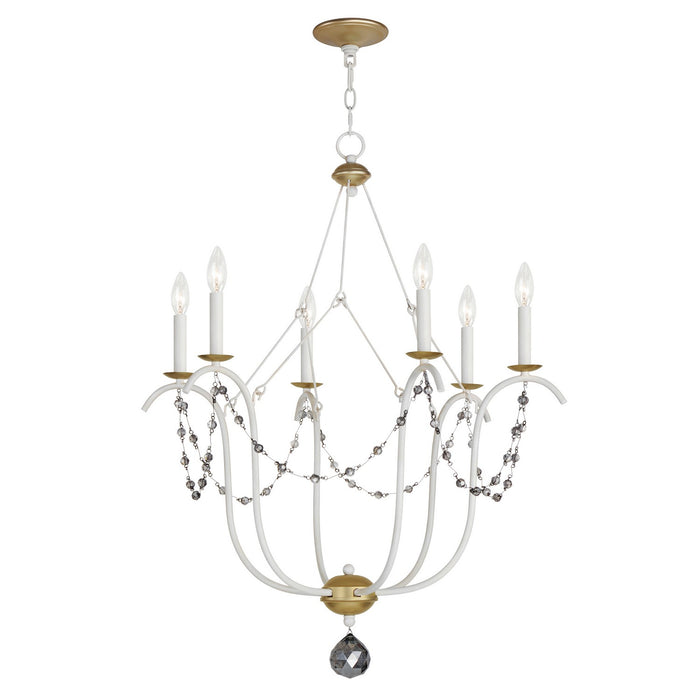 Maxim 20486ECVG Six Light Chandelier, Ecru/Venetian Gold