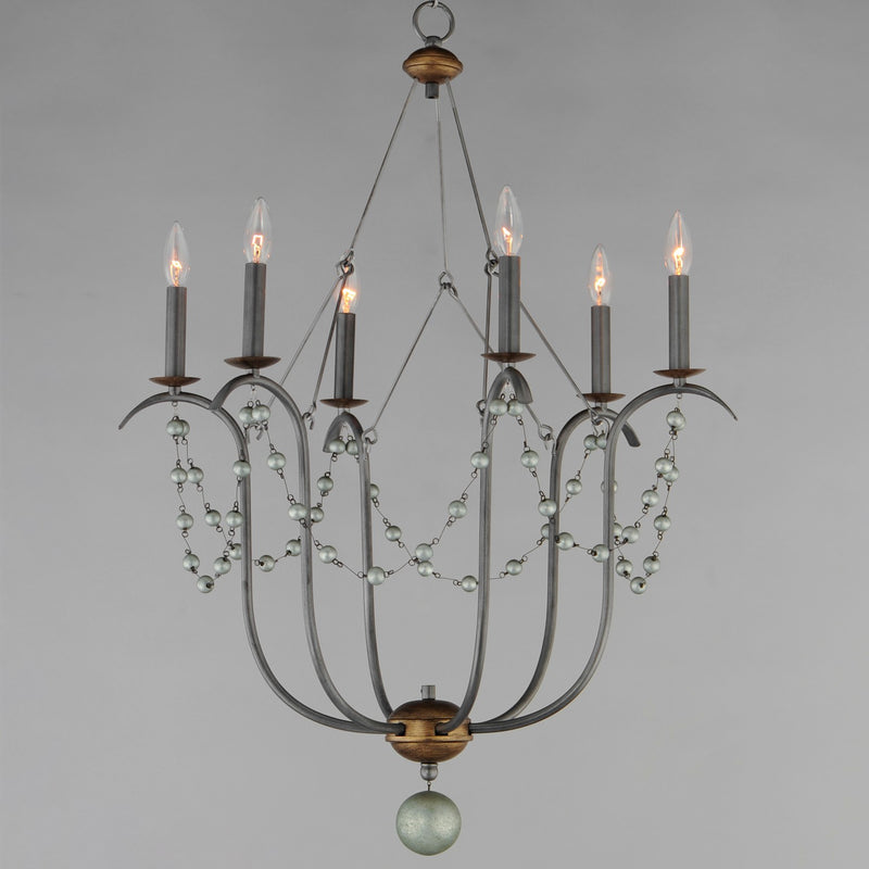 Maxim 20486GN Six Light Chandelier, Golden Noir