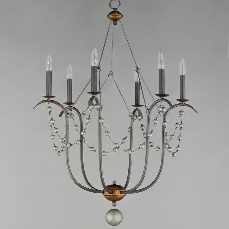 Maxim 20486GN Six Light Chandelier, Golden Noir
