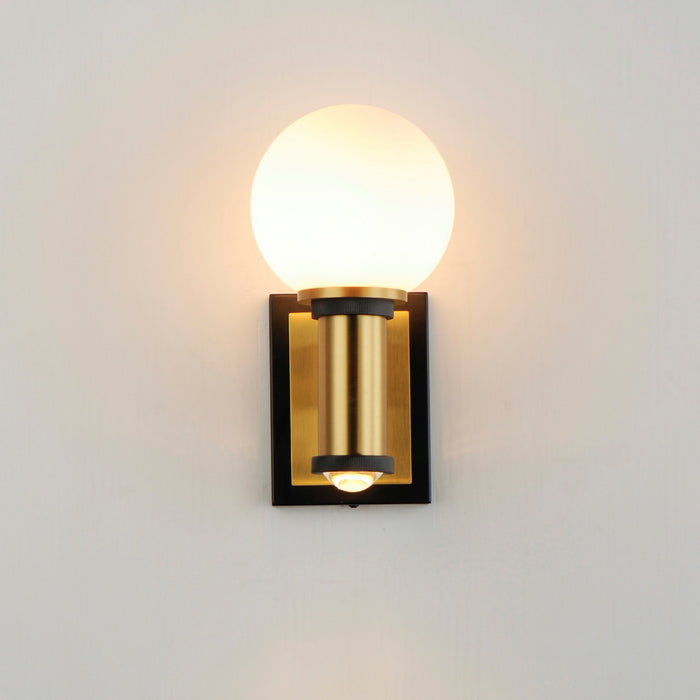 Maxim 32482SWBKNAB LED Wall Sconce, Black / Natural Aged Brass