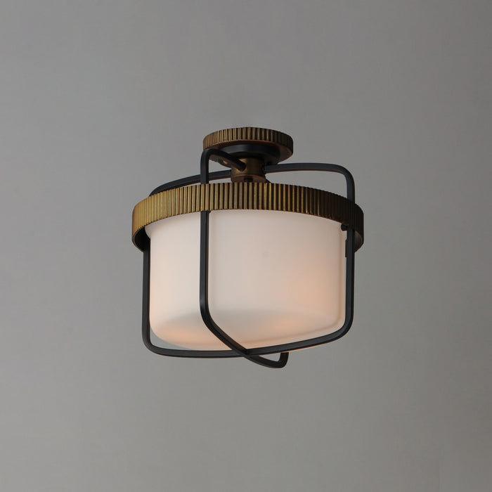 Maxim 32650SWBKAB Three Light Semi Flush Mount, Black / Antique Brass