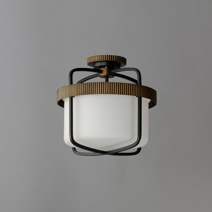 Maxim 32650SWBKAB Three Light Semi Flush Mount, Black / Antique Brass