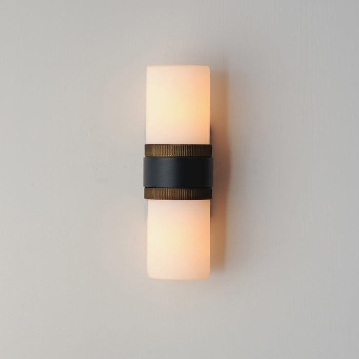 Maxim 32651SWBKAB Two Light Outdoor Wall Sconce, Black / Antique Brass