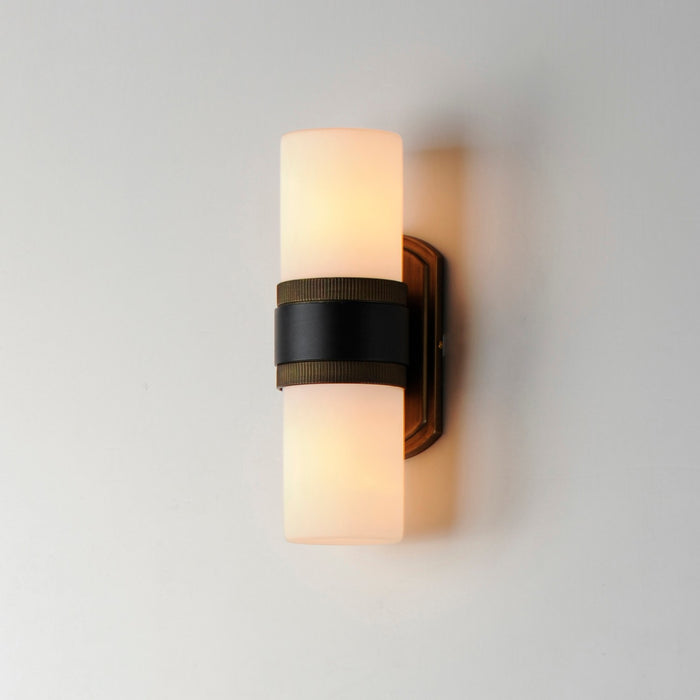 Maxim 32651SWBKAB Two Light Outdoor Wall Sconce, Black / Antique Brass