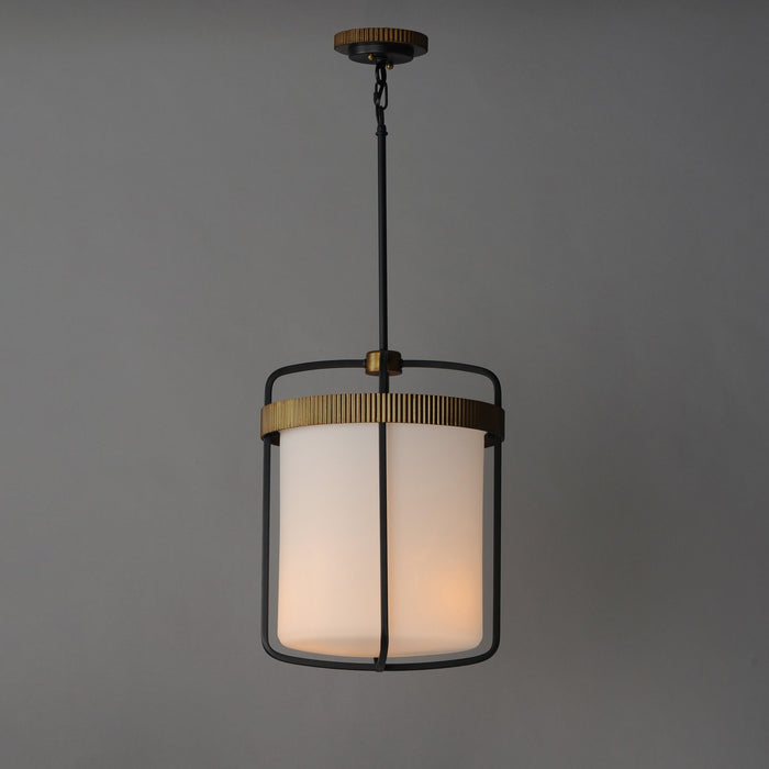 Maxim 32653SWBKAB Three Light Pendant, Black / Antique Brass