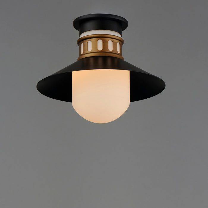 Maxim 35120SWBKAB One Light Outdoor Flush Mount, Black / Antique Brass