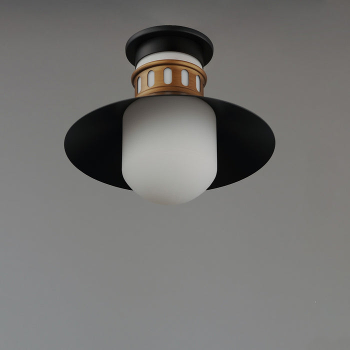 Maxim 35120SWBKAB One Light Outdoor Flush Mount, Black / Antique Brass