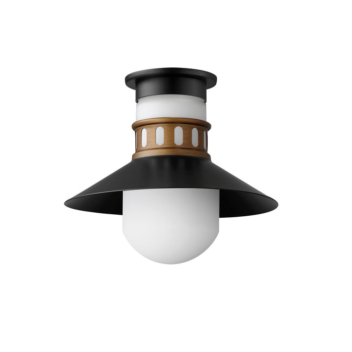 Maxim 35120SWBKAB One Light Outdoor Flush Mount, Black / Antique Brass