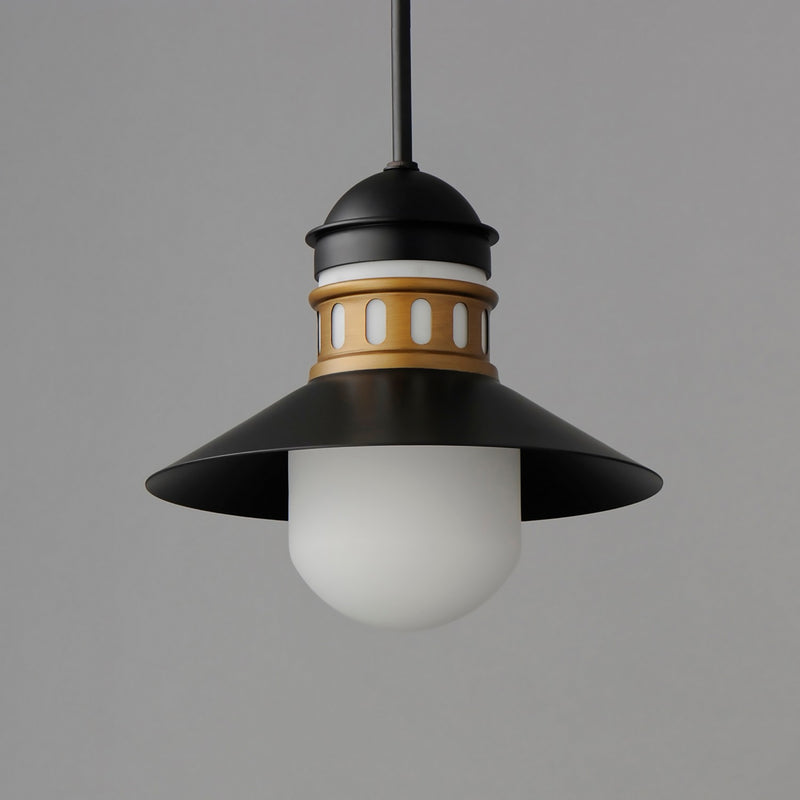 Maxim 35121SWBKAB One Light Outdoor Pendant, Black / Antique Brass