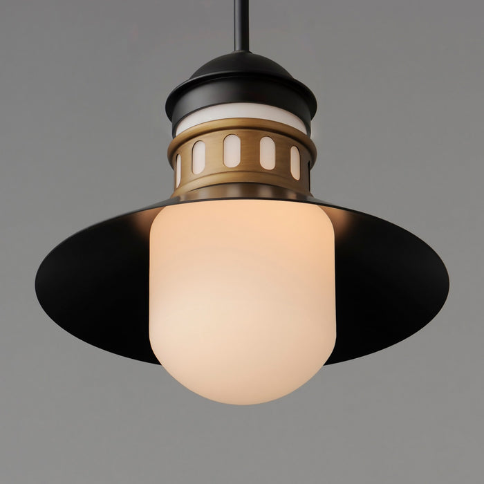 Maxim 35121SWBKAB One Light Outdoor Pendant, Black / Antique Brass