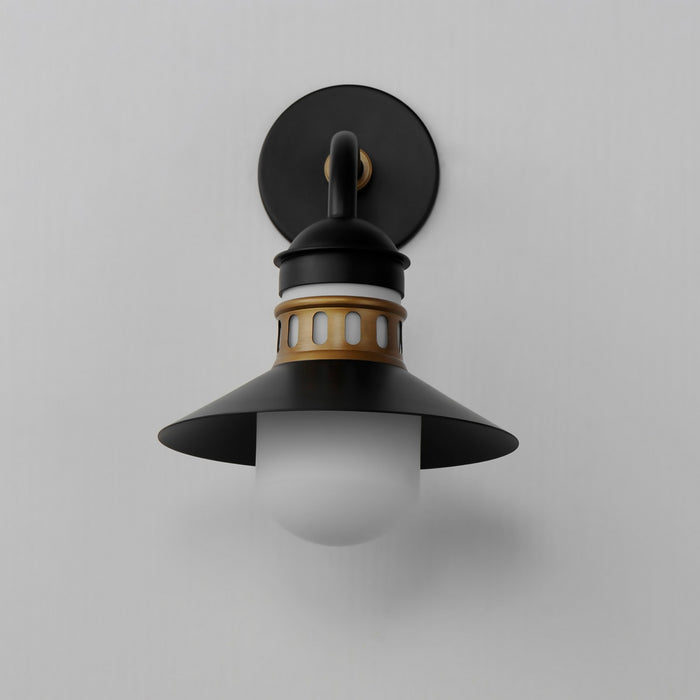 Maxim 35122SWBKAB One Light Outdoor Wall Sconce, Black / Antique Brass