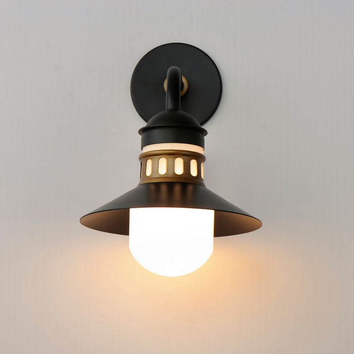 Maxim 35122SWBKAB One Light Outdoor Wall Sconce, Black / Antique Brass