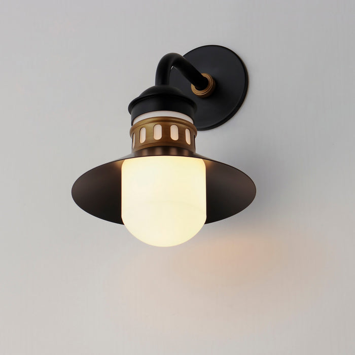 Maxim 35122SWBKAB One Light Outdoor Wall Sconce, Black / Antique Brass