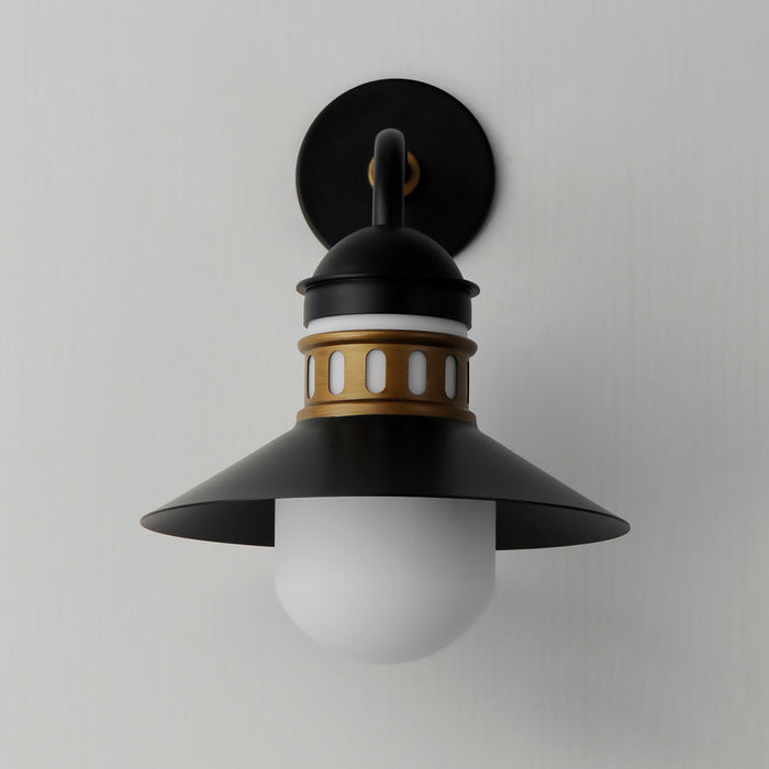 Maxim 35124SWBKAB One Light Outdoor Wall Sconce, Black / Antique Brass