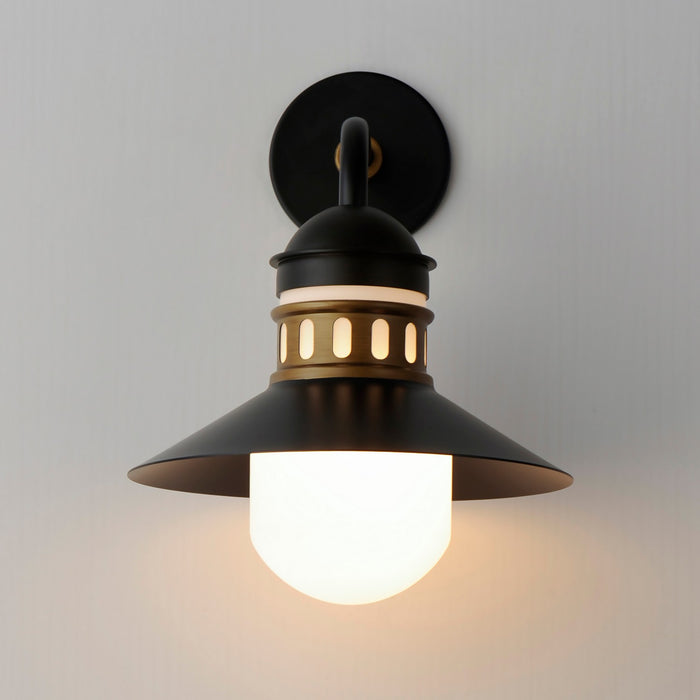 Maxim 35124SWBKAB One Light Outdoor Wall Sconce, Black / Antique Brass