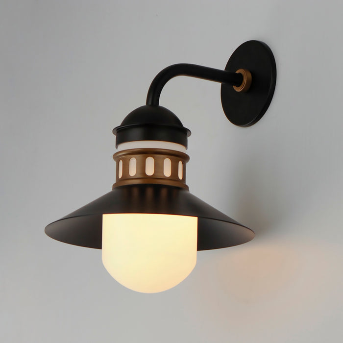 Maxim 35124SWBKAB One Light Outdoor Wall Sconce, Black / Antique Brass